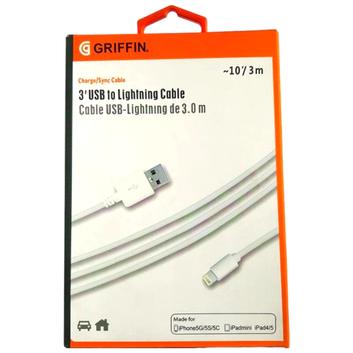 قیمت و خرید کابل USB to Lightning گریفین 3 متری | 10FT | شارژ و انتقال داده | موبوتاپ